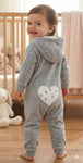 hooded overall  gray heart
