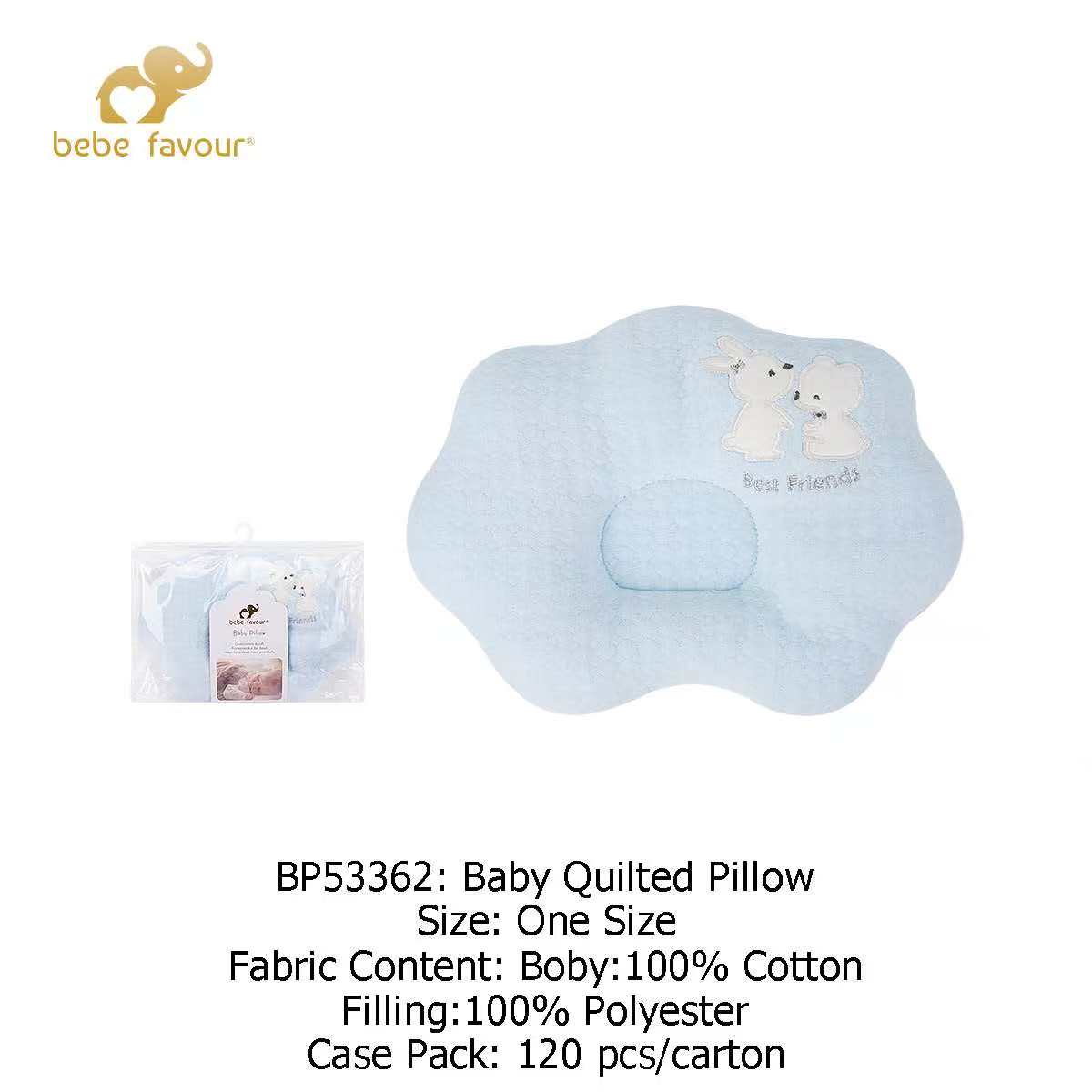 Baby Quilted Pillow BLUE rabbit