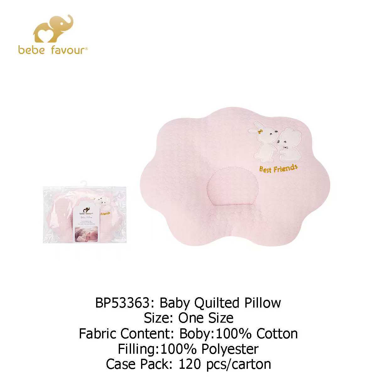 Baby Quilted Pillow PINK rabbit