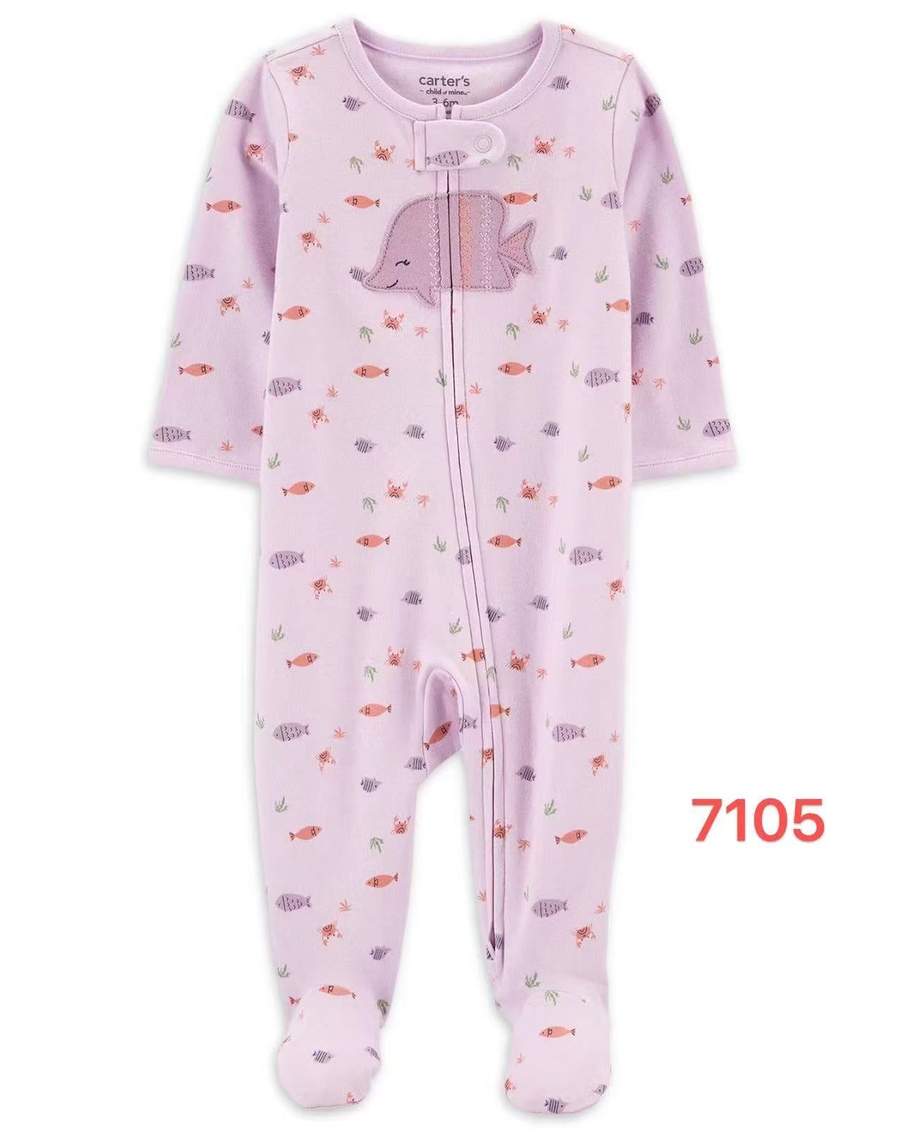 overall coton purple fish