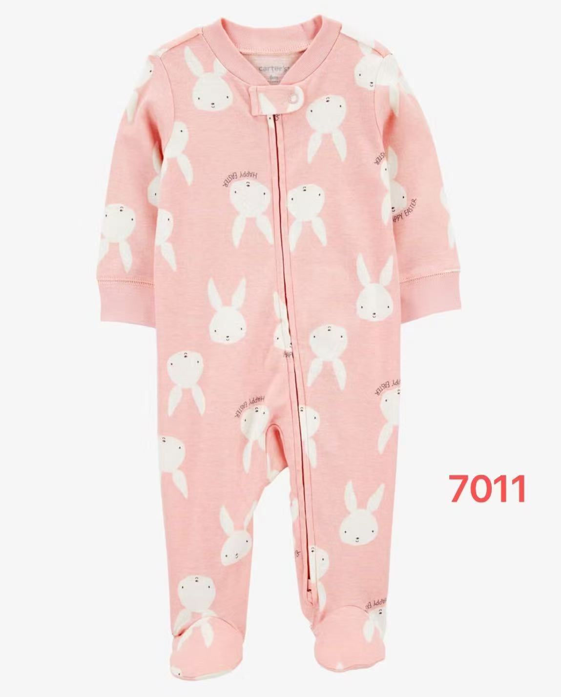 overall coton pink rabbits