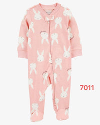 overall coton pink rabbits