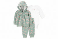 track suit  3-Piece set green flowers