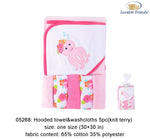 Hooded Towel with Five Washcloths octupus