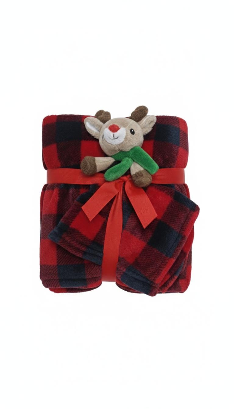 winter blanket Textured fauxfur buddy & blanket deer