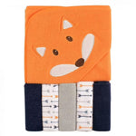 Hooded Towel with Five Washcloths FOX