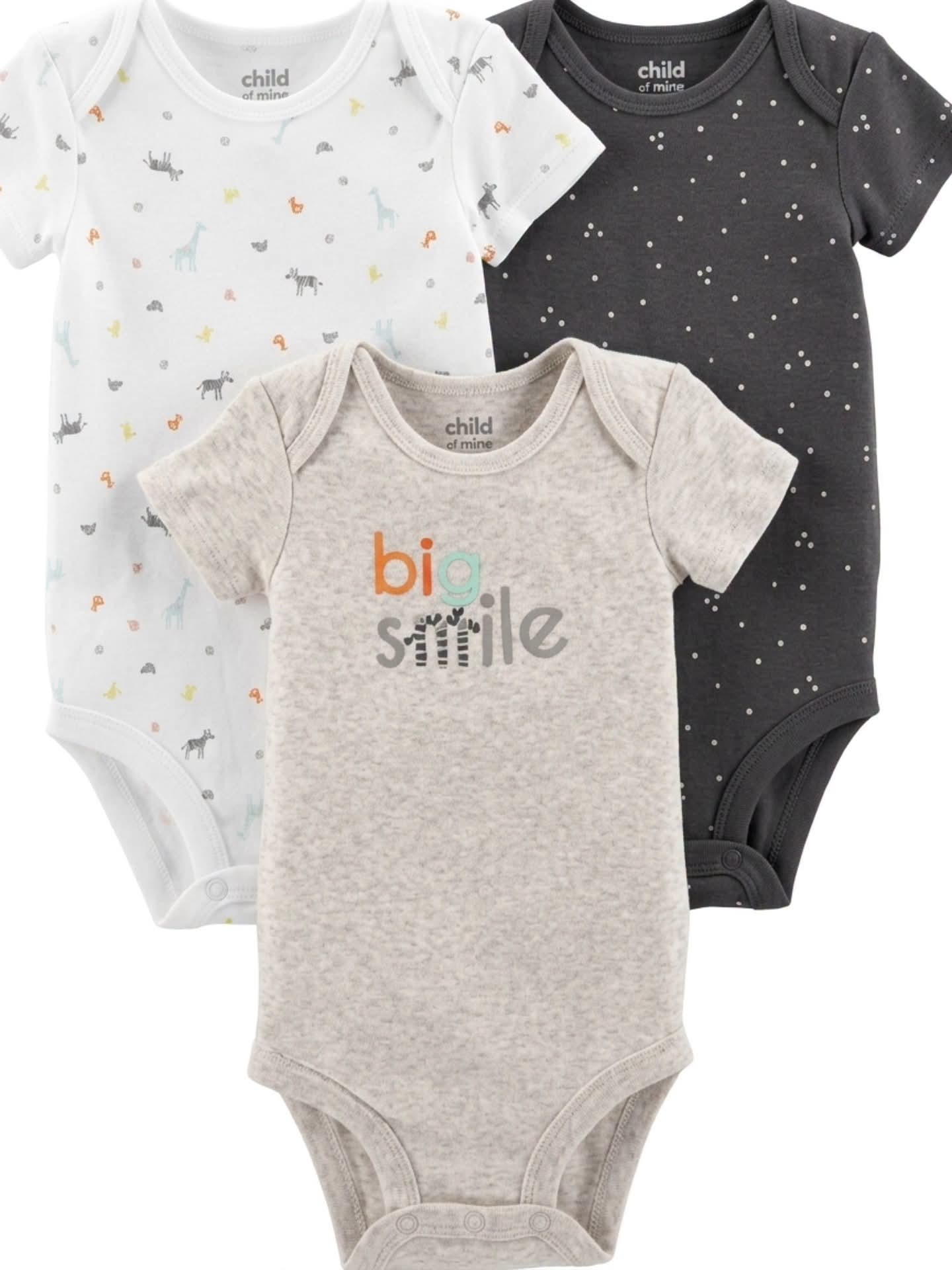 Baby Boy Cotton Bodysuits hello  bio smile