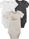 Baby Boy Cotton Bodysuits hello  bio smile