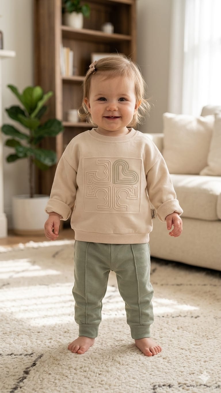Girls coton set Heart Green