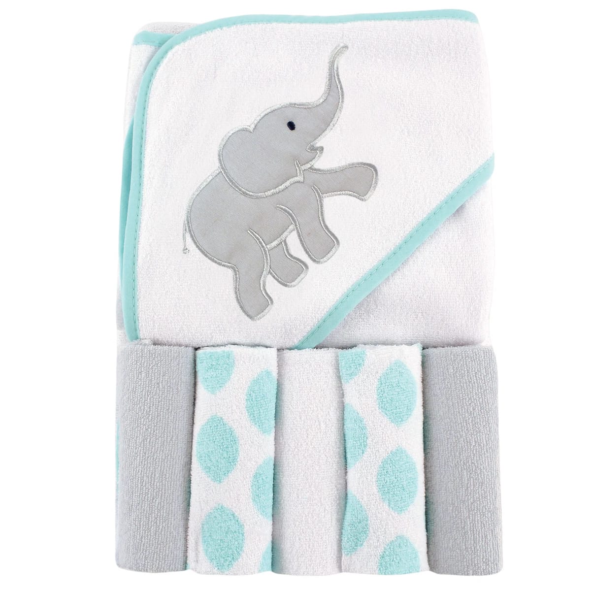 Hooded Towel with Five Washcloths ELEPHANT