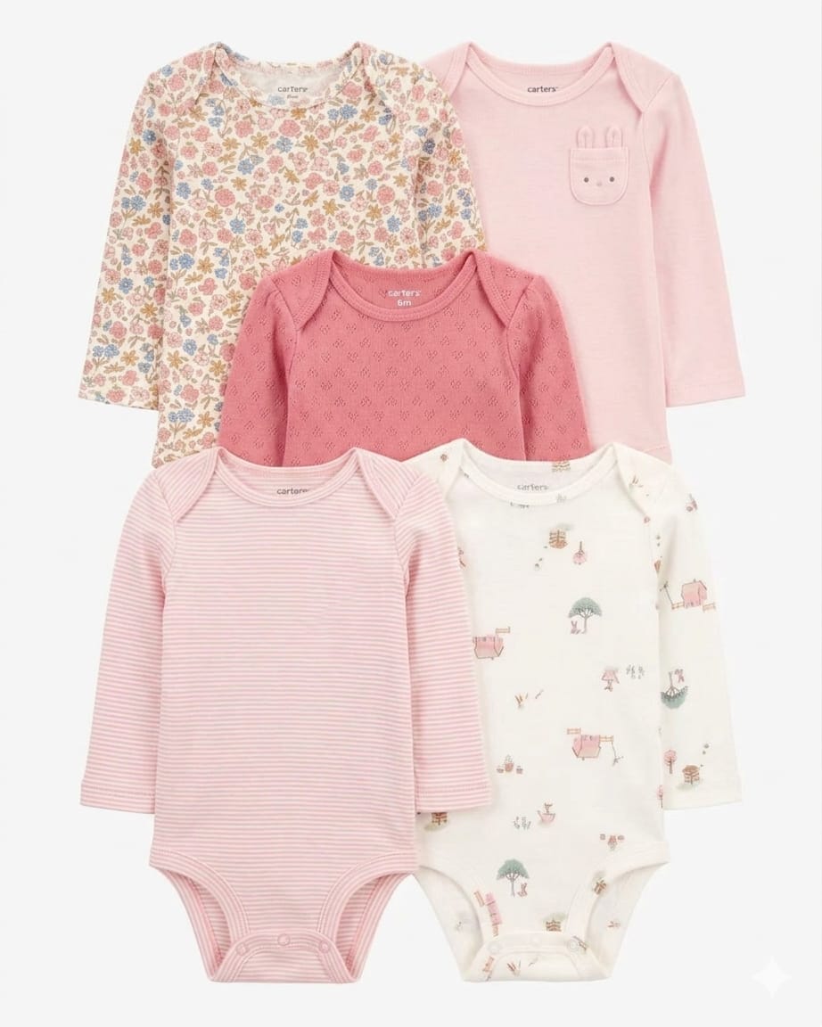 5 pcs long sleeve rabbit PINK