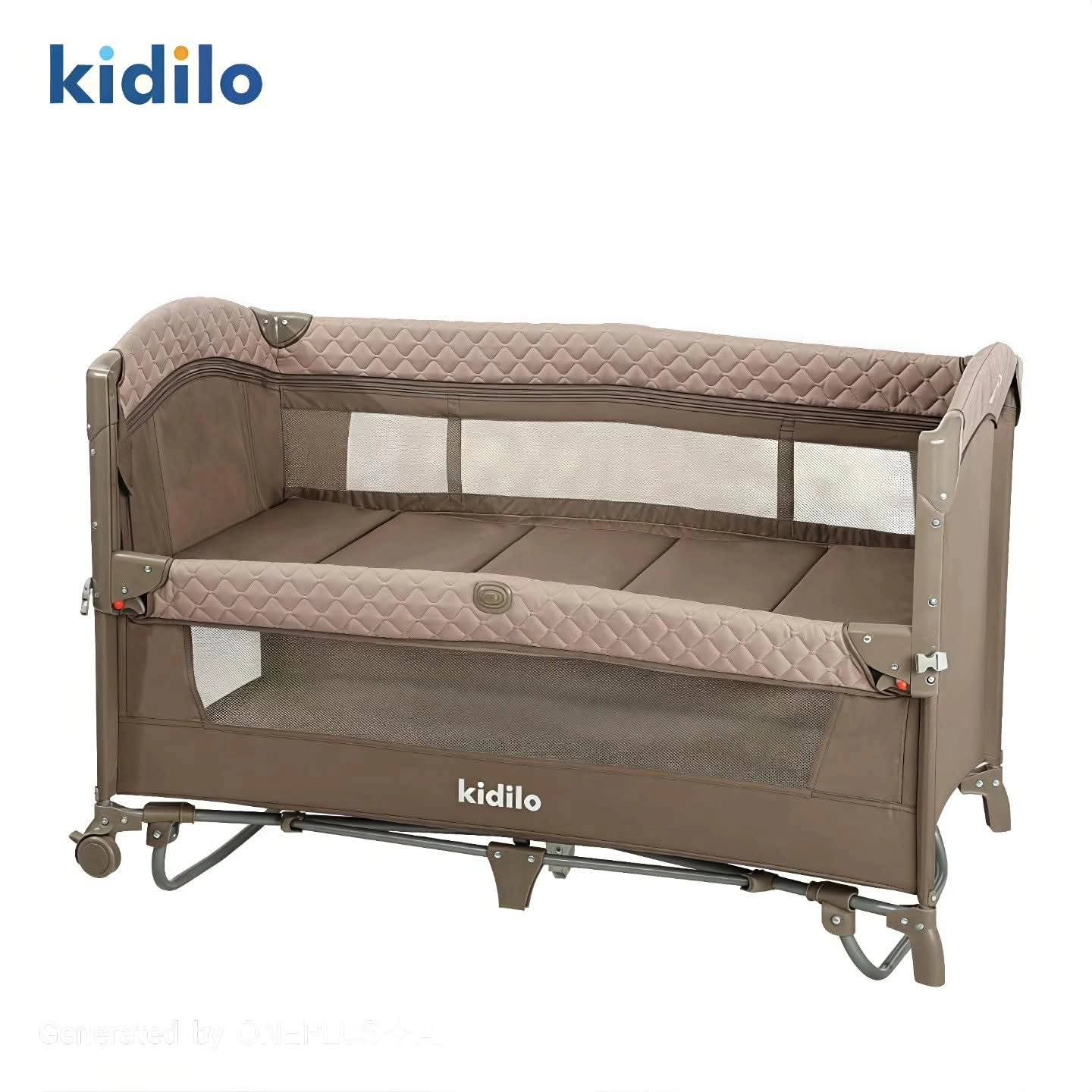 Foldable Metal Baby Bed KIDILO COFFEE Up650c