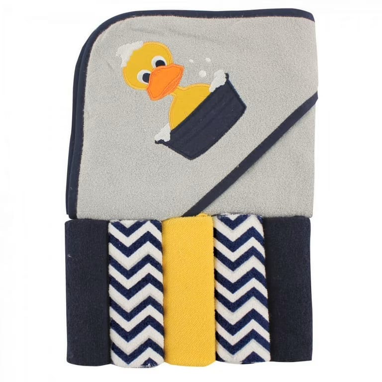 Hooded Towel with Five Washcloths DUCK