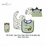 Bibs set dino green and hat