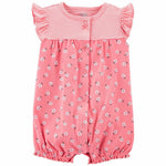 Romper Pink Floral & Striped Ruffle