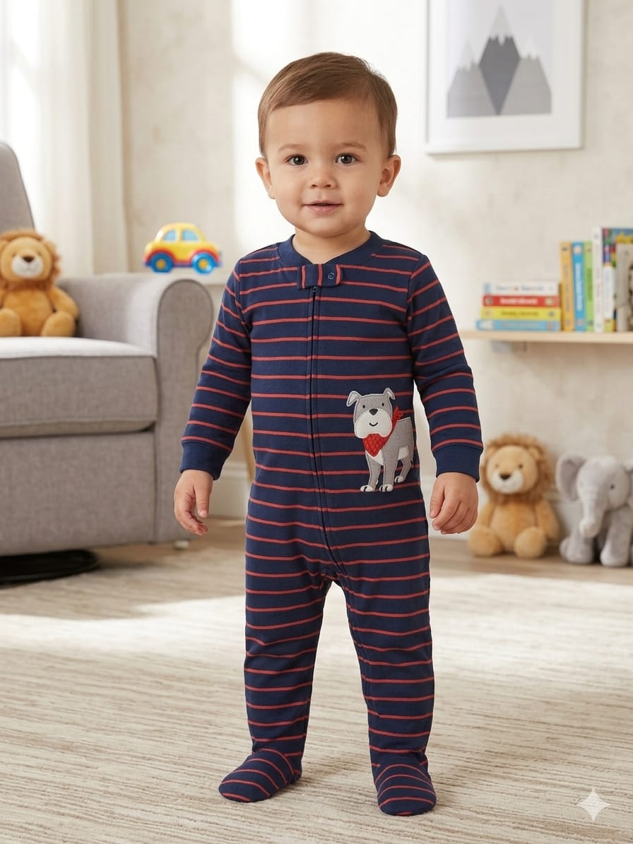 overall coton navy dog