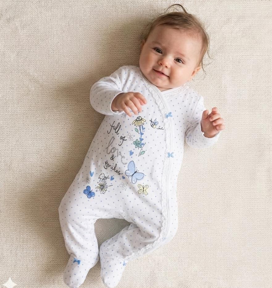 overall coton white butterfly