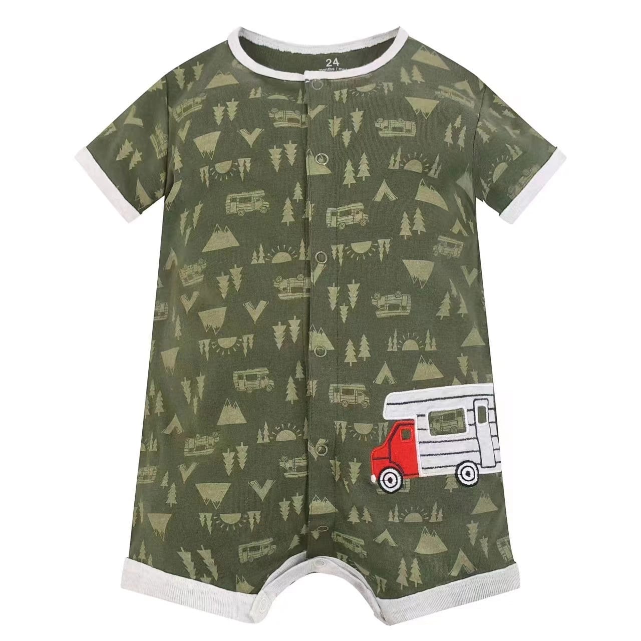 Romper Green fire truck