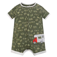 Romper Green fire truck