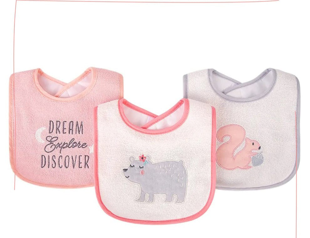 3Pcs Interlock Bibs Dream explore discover