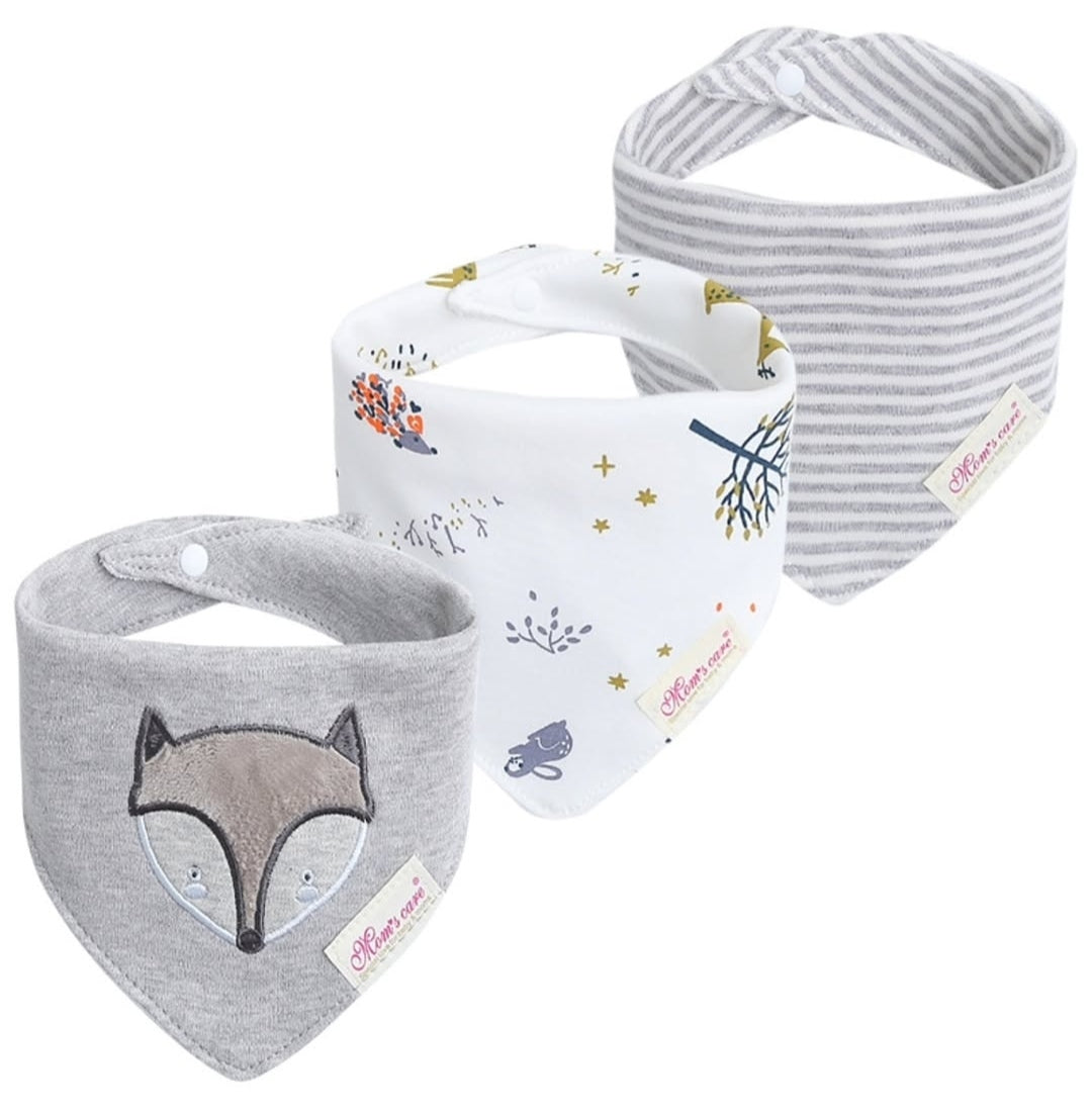 Mom's Care Bibs 3pcs FOX gray