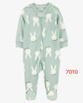 overall coton  green rabbits