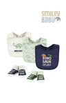 baby Boy Bibs and Socks 5 Pcs Set dinosaur