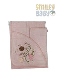 Baby Hooded Towel with loofah  rose flowers