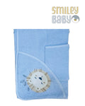 Baby Hooded Towel with loofah blue lion