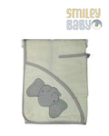 Baby Hooded Towel with loofah biege elephant