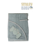 Baby Hooded Towel with loofah  elephant gray