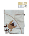 Baby Hooded Towel with loofa beige  ghazal 76x 76 Cm
