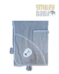 Baby Hooded Towel with loofa gray bear 76x 76 Cm